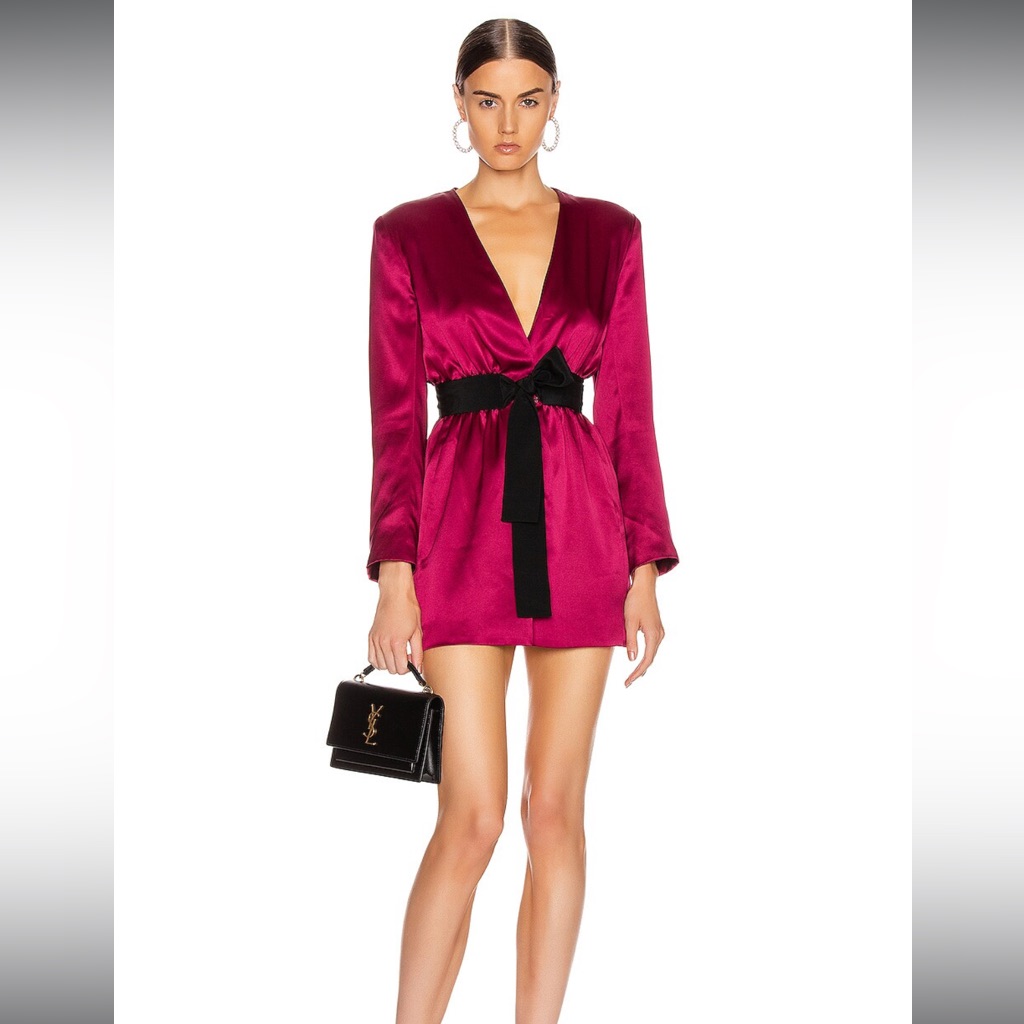 Nwt Fleur Du Mal Built In Sash Silk Dress Bordeaux Size 0
